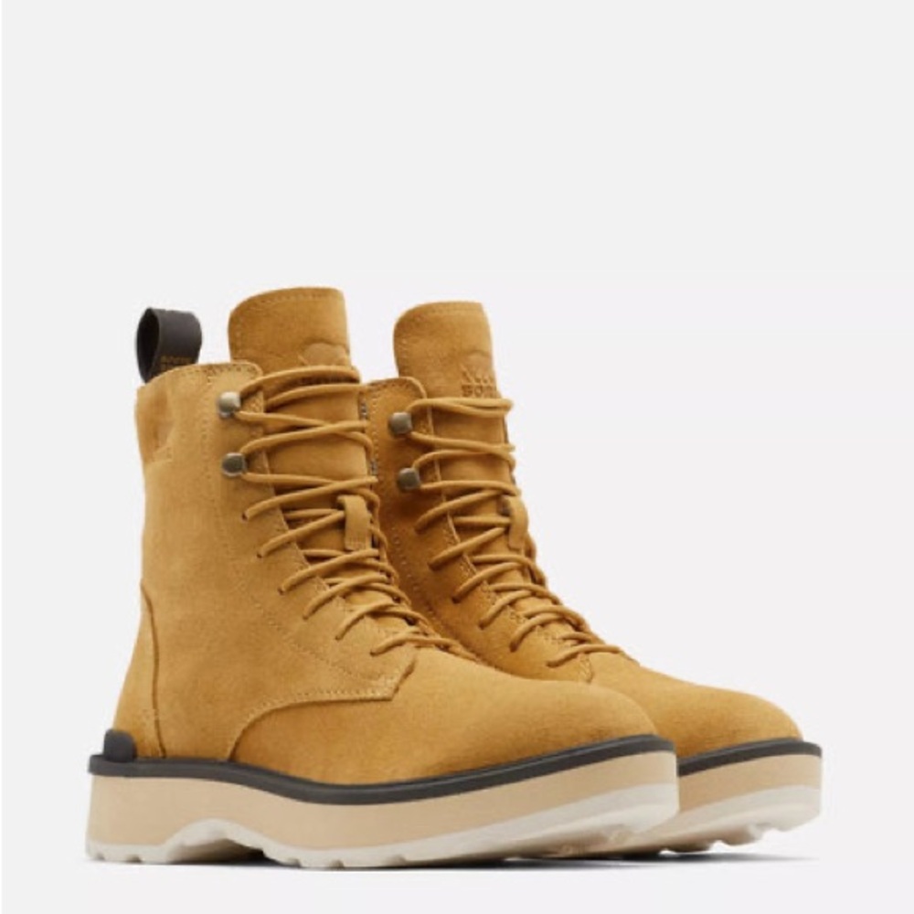 New NIB SOREL Women's Hi-Line Lace Boots Winter -Geo Yellow & Jet 8.5 M